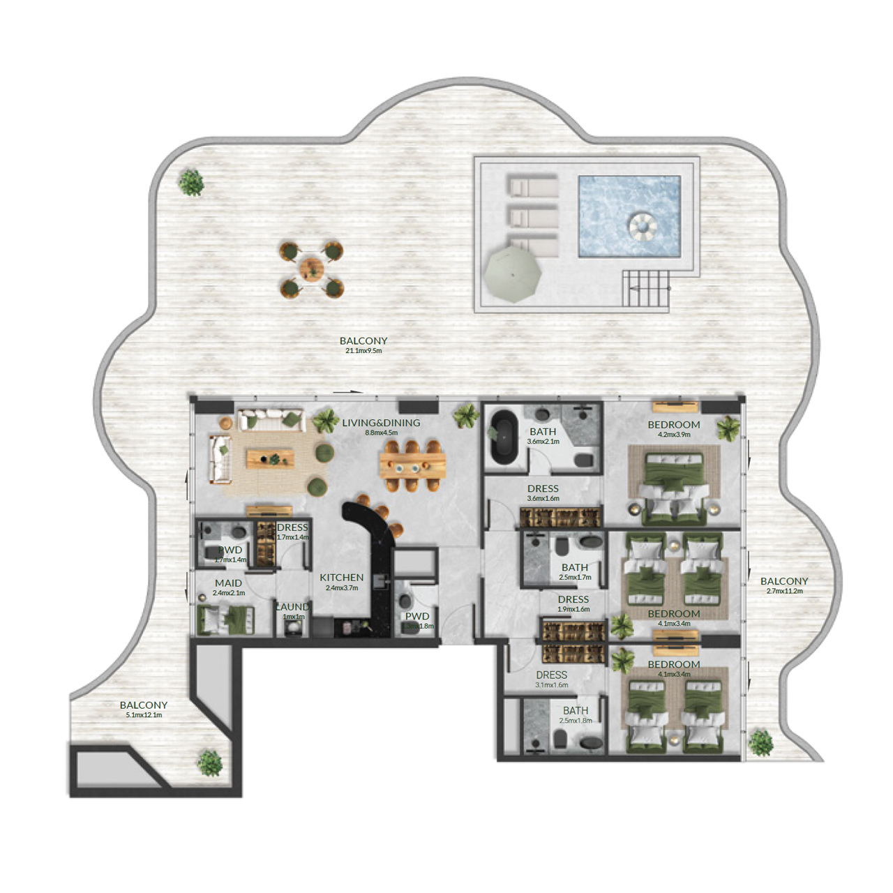 3-BR Apartments