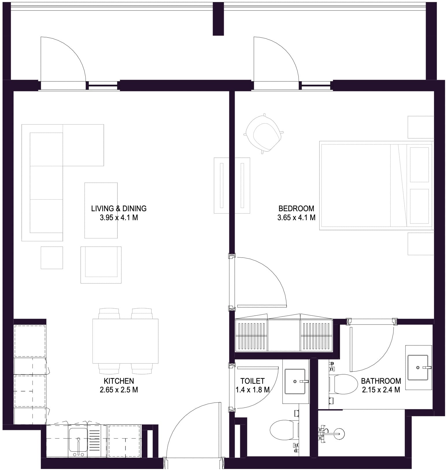1-Bedroom Units