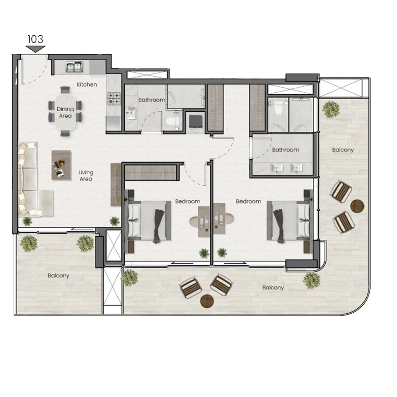 2-BR apartments