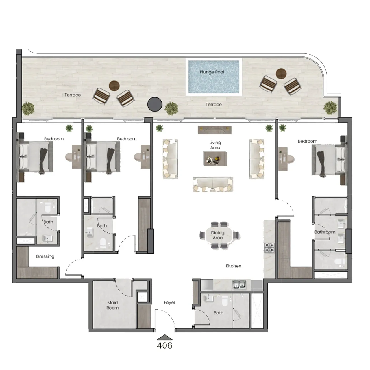 3-BR apartments