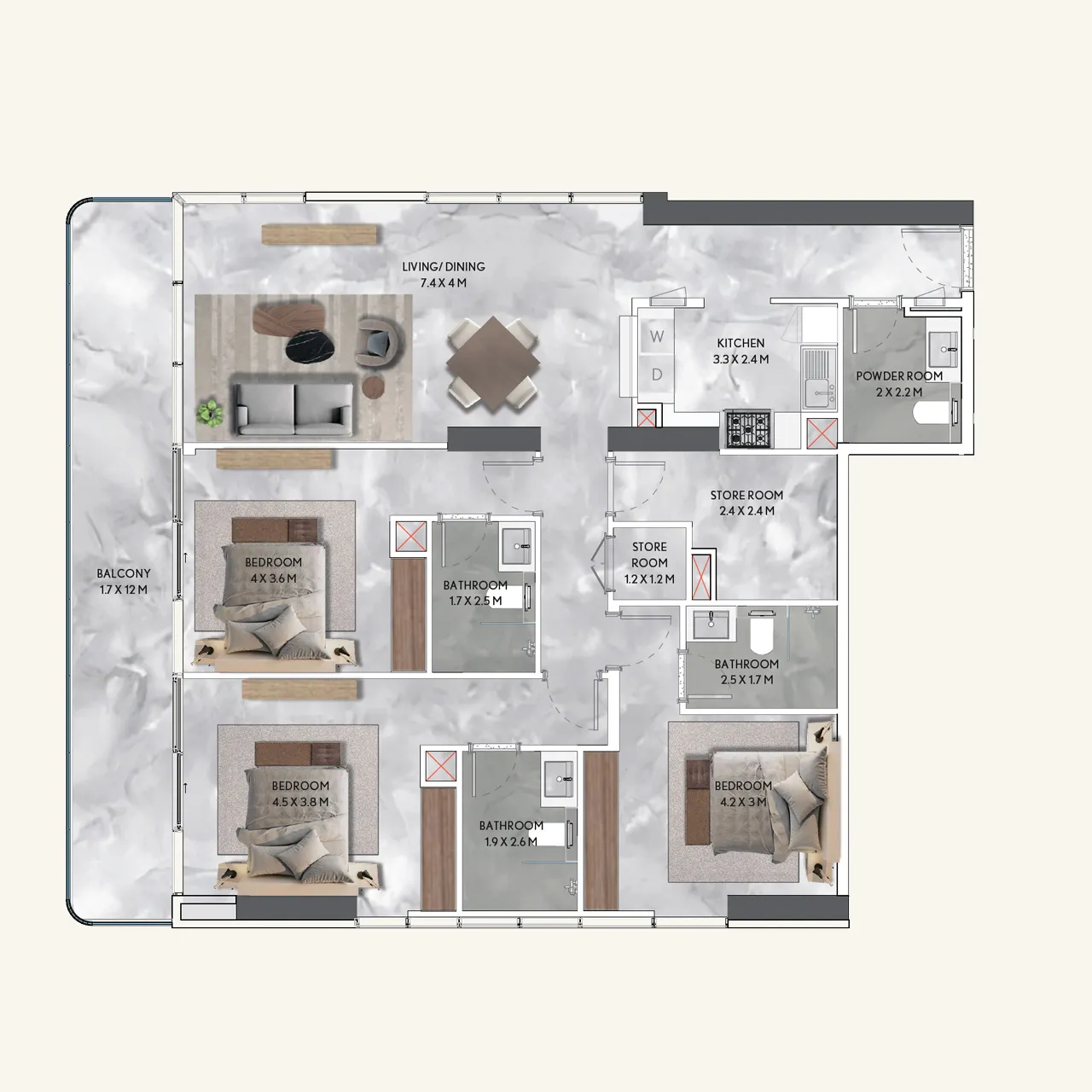 3-BR Apartments