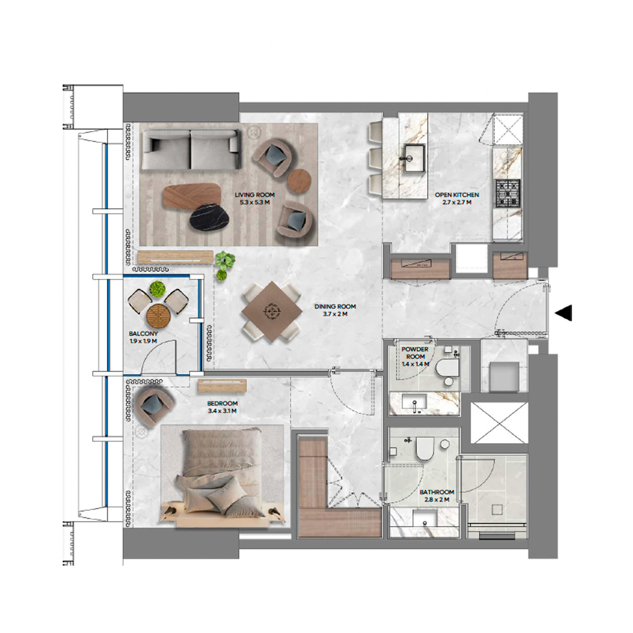 1-BR apartments