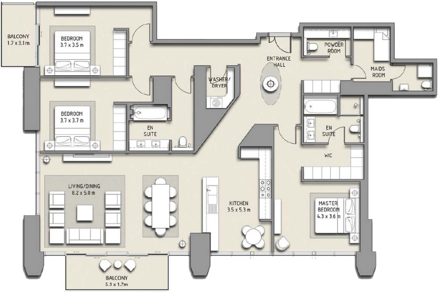 3-Bedroom Apartment
