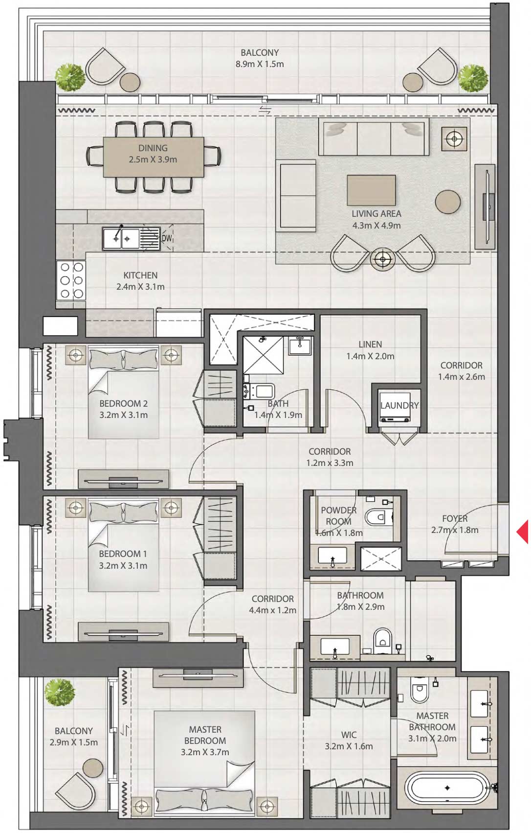 3-Bedroom Apartment