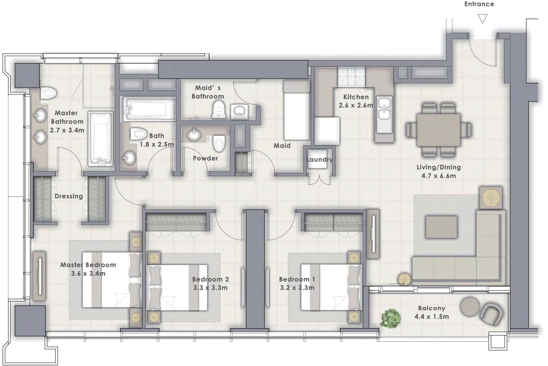 3-Bedroom Apartment