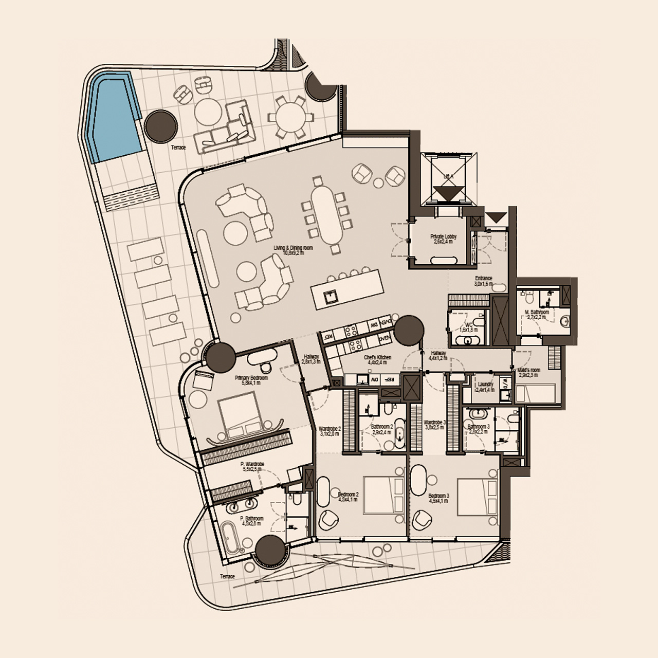 3-BR Apartments