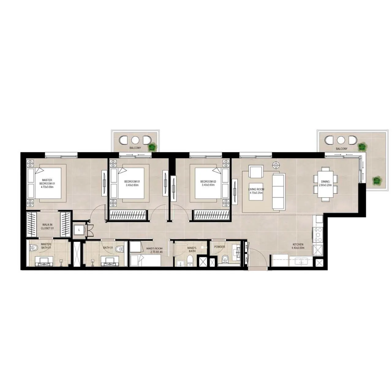 3-BR Apartments