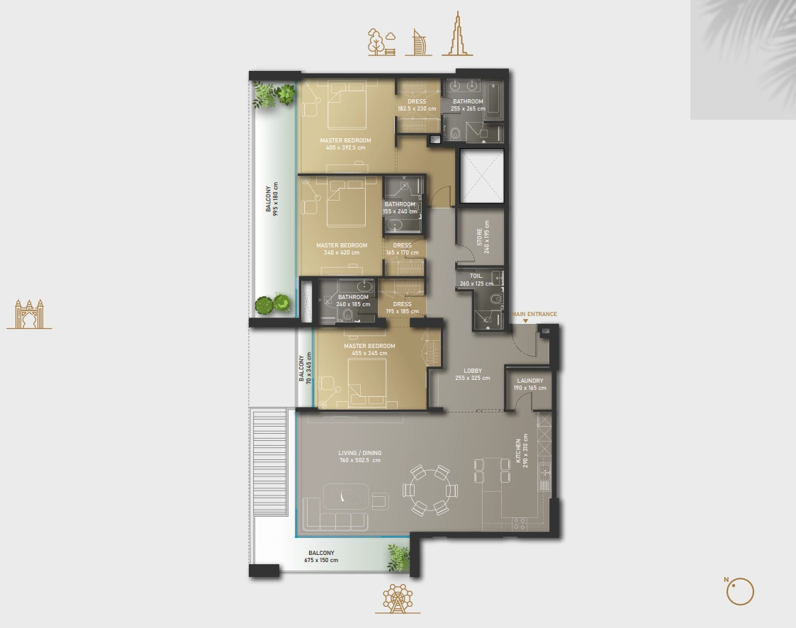 3-BR apartments