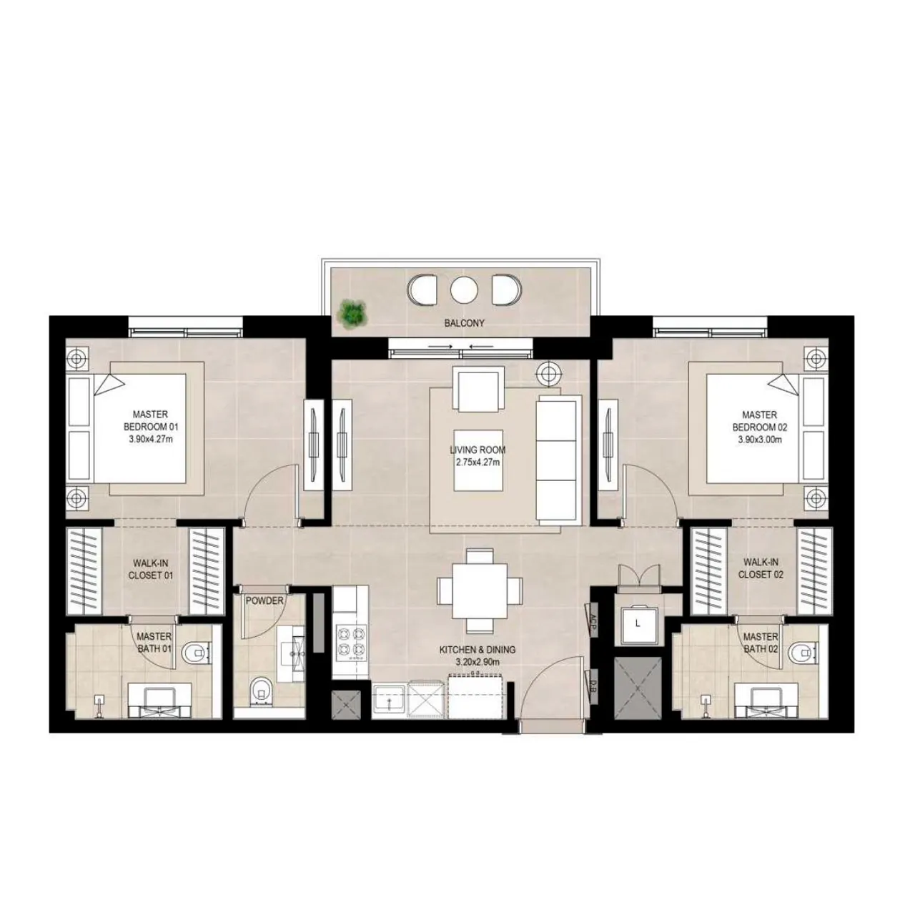 2-BR apartments