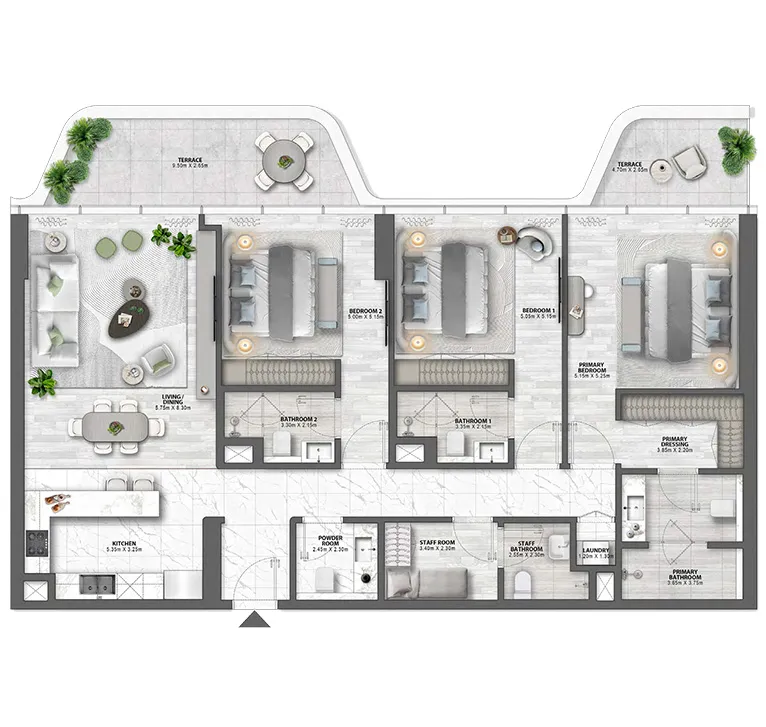 3-BR apartments