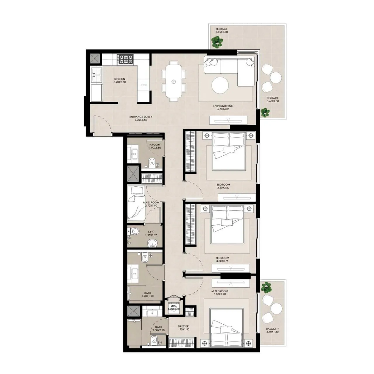 3-BR Apartments