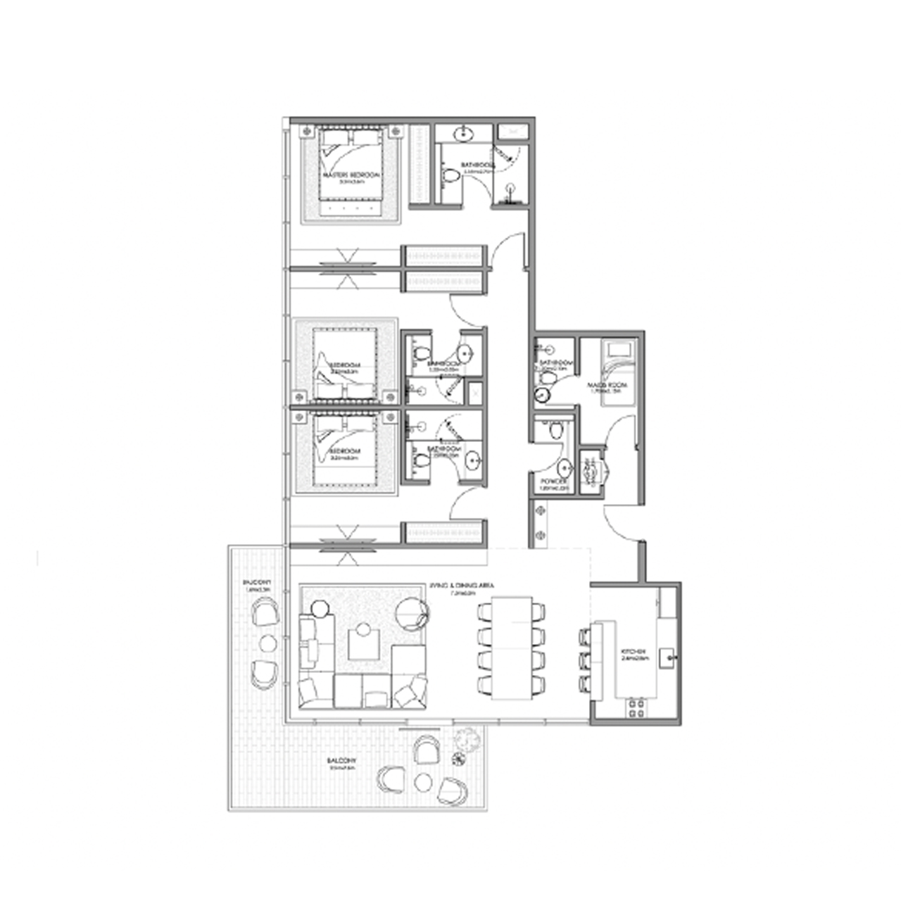 3-BR apartments