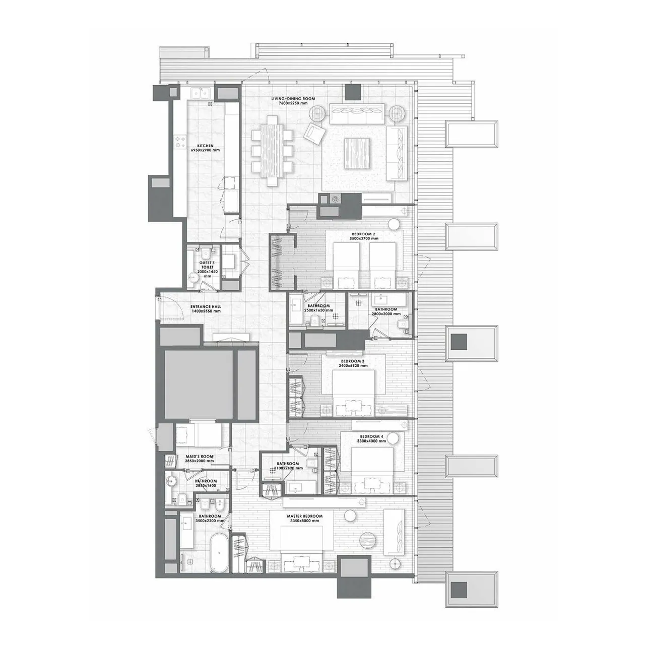 4-BR Apartments