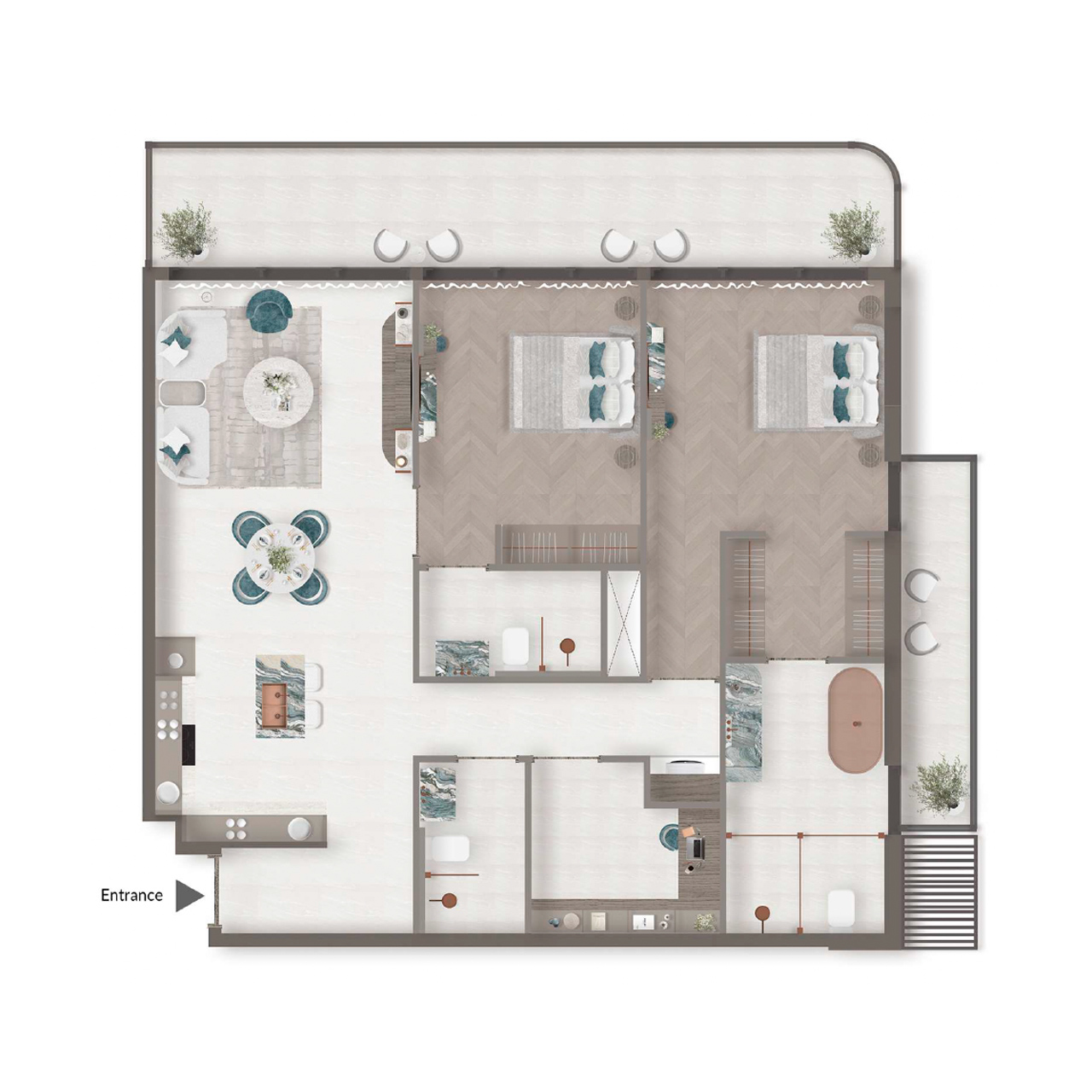 2-BR Apartments + Maid